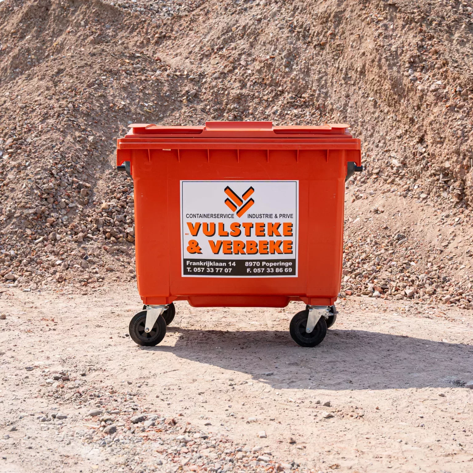 Vulsteke verbeke poperinge rolcontainer gemengd afval papier karton 660 L